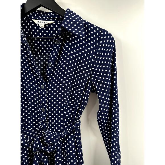 Boden Dark Blue Midi Dress with White Dots - Picture 6 of 8